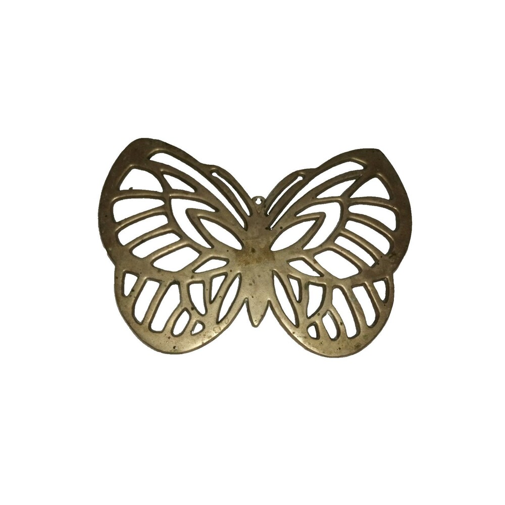 Crowning Touch Brass Butterfly Hot Pot Plate Trivet Wall Decor Footed Taiwan